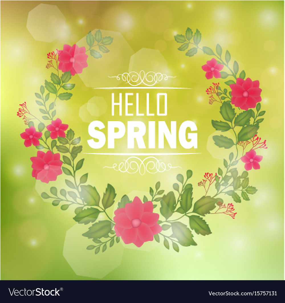Floral frame with text hello spring