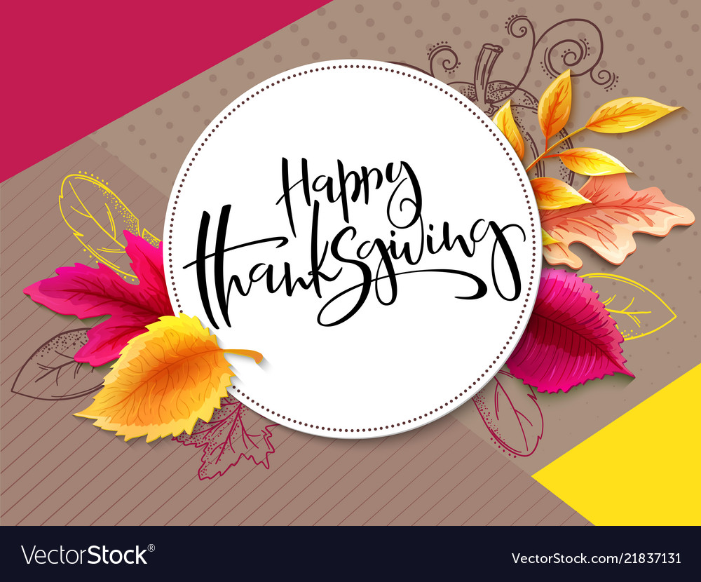 Greeting thanksgiving banner with hand