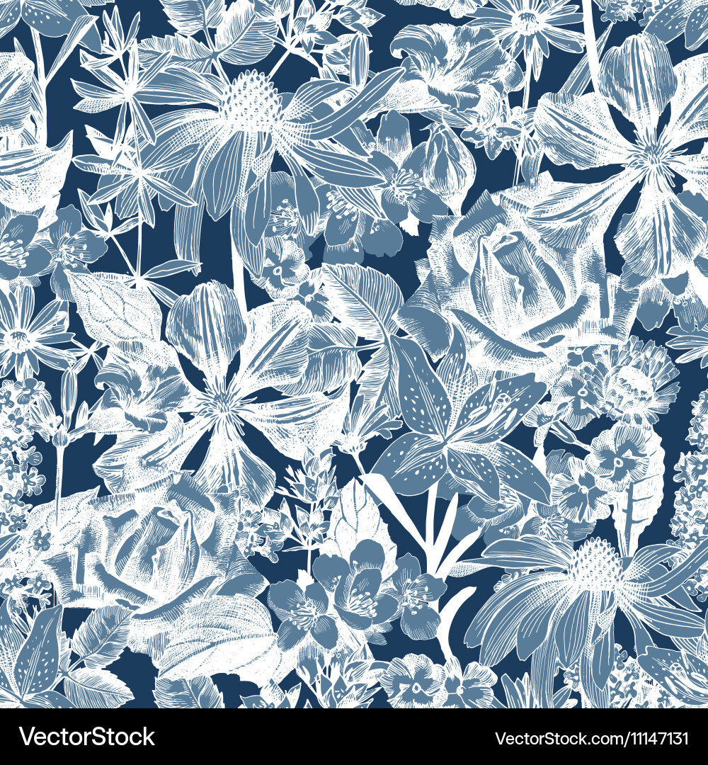 Hand drawn seamless floral pattern Royalty Free Vector Image