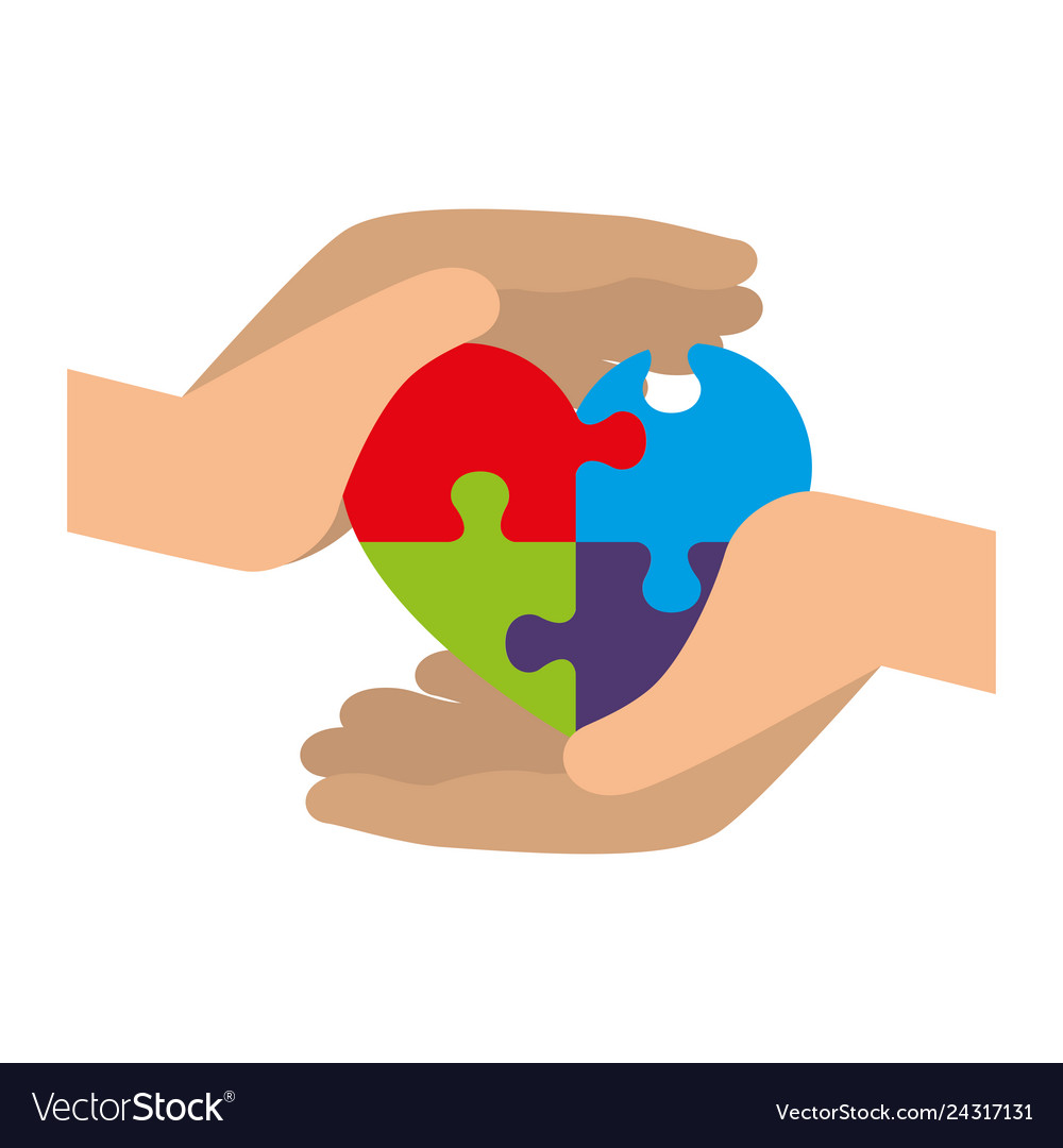 Hands lifting heart with puzzle attached solution