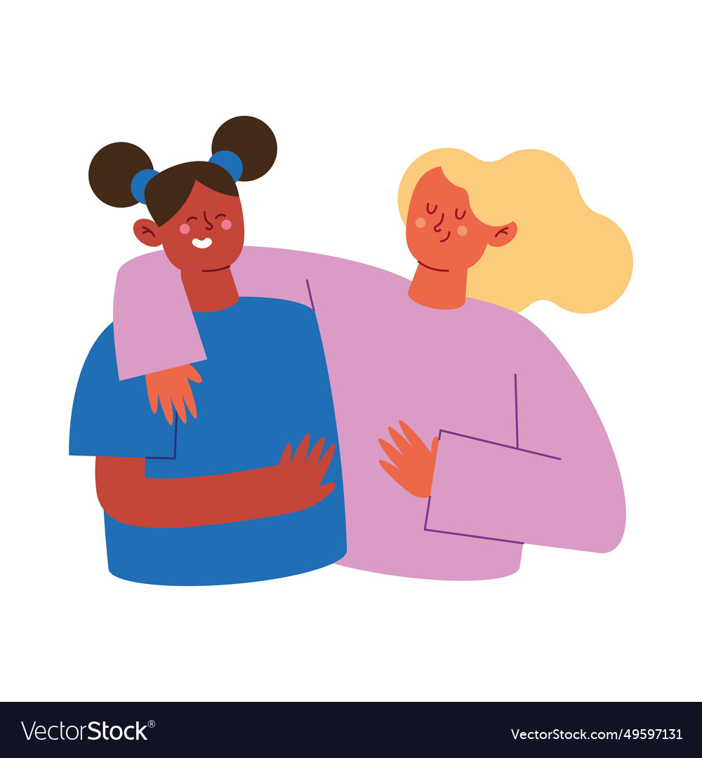 Hug day of women hugging each other Royalty Free Vector