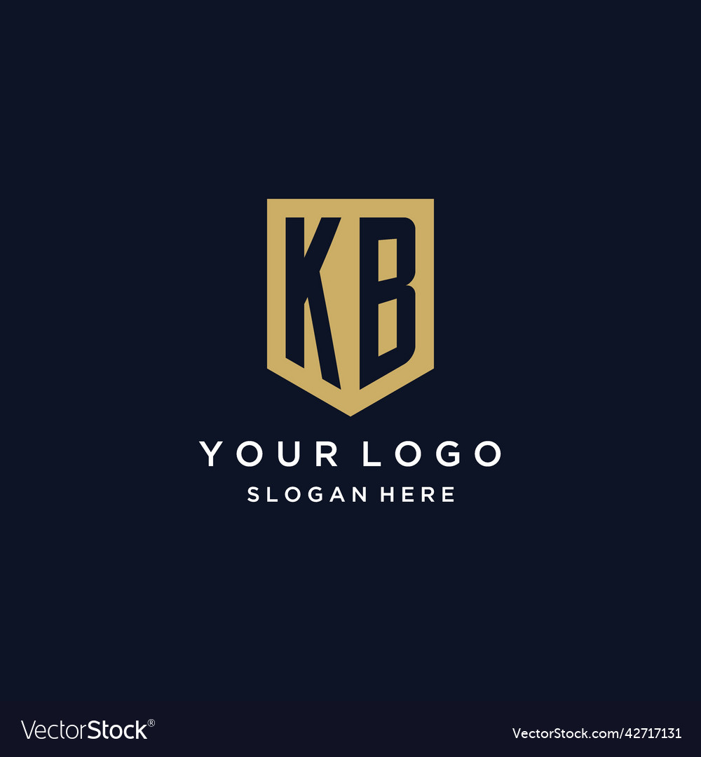Kb monogram initials logo design with shield icon