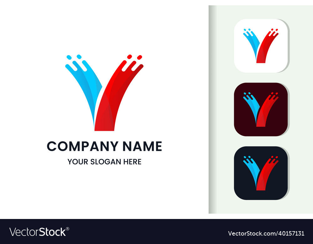 Letter v digital logo template