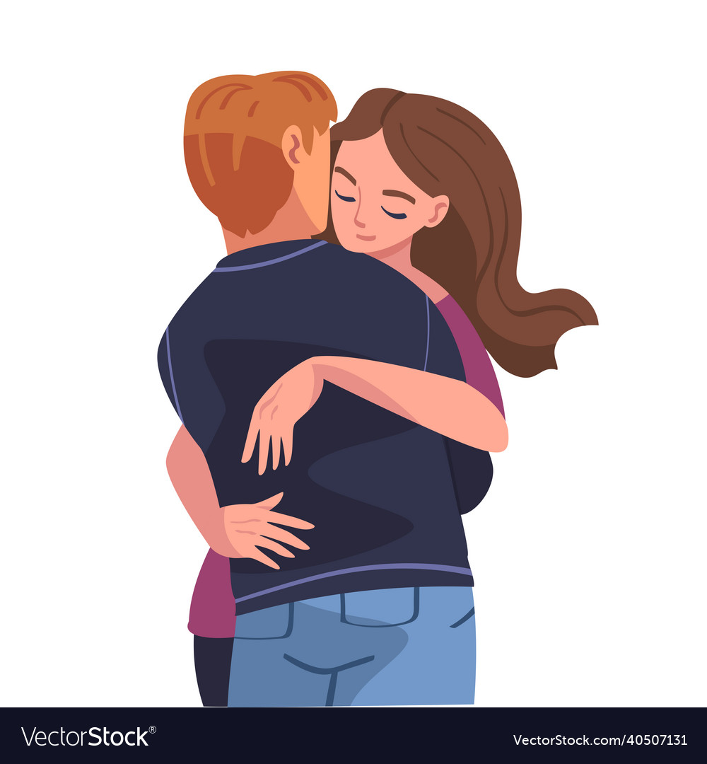 Man and woman character hugging embracing each Vector Image