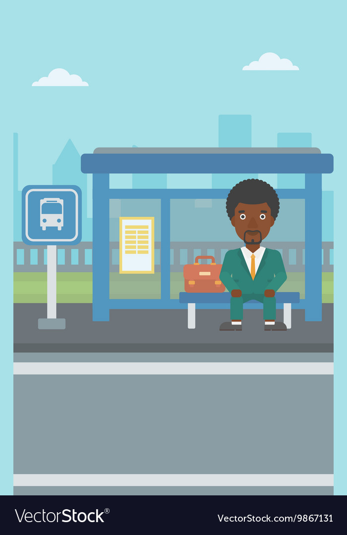 Man waiting for bus at the stop