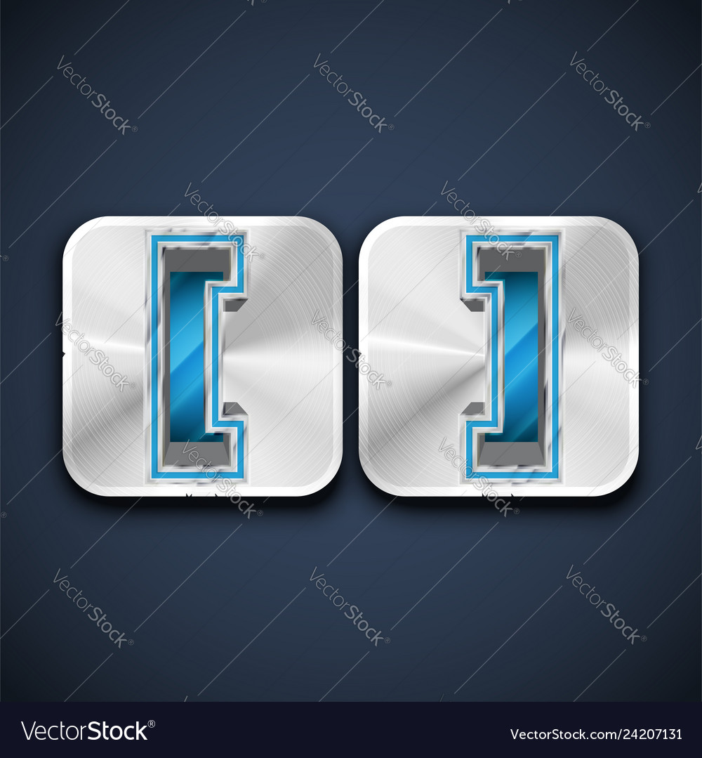 Metallic 3d character from a font set vector image Metallic 3d character from a font set