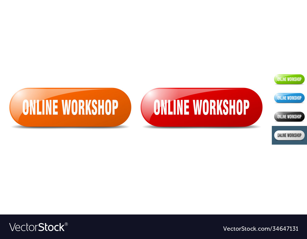Online workshop button key sign push set Vector Image Online workshop button key sign push set