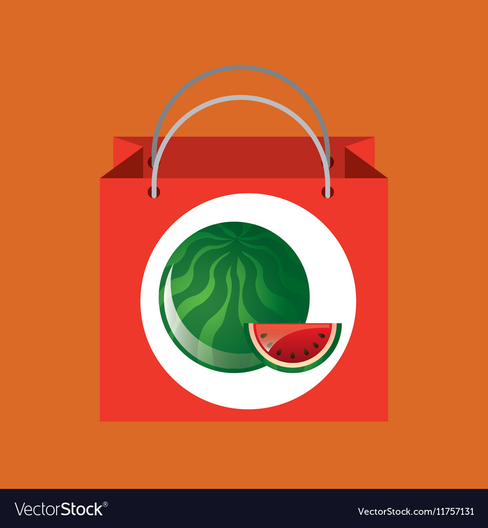 Red package juicy watermelon fruit Royalty Free Vector Image