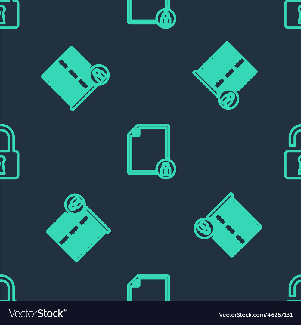 Set line document and lock server security vector image Set line document and lock server security