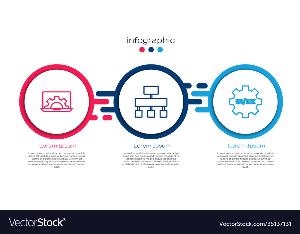 Set line web development site map and ui or ux vector image Set line web development site map and ui or ux