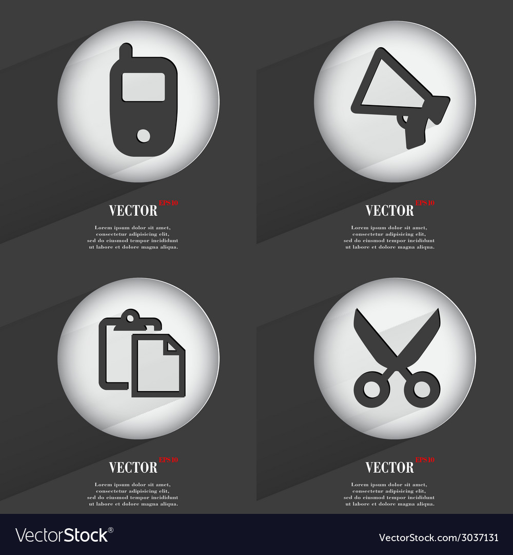 Set of 4 flat buttons icons with shadows