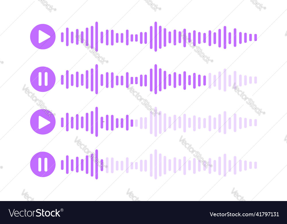 Voice message icons audio chat with playing vector image Voice message icons audio chat with playing