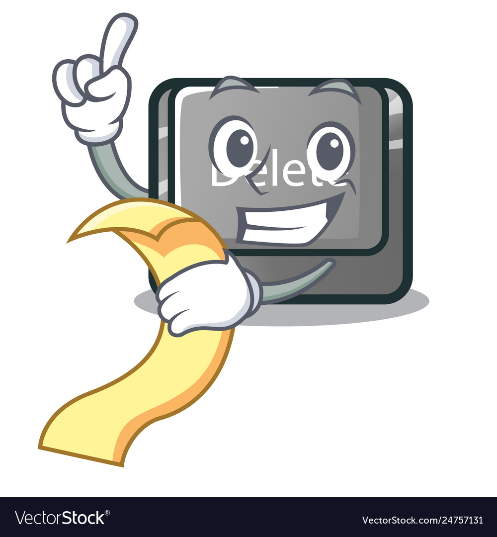 With menu delete button in shape mascot vector image With menu delete button in shape mascot