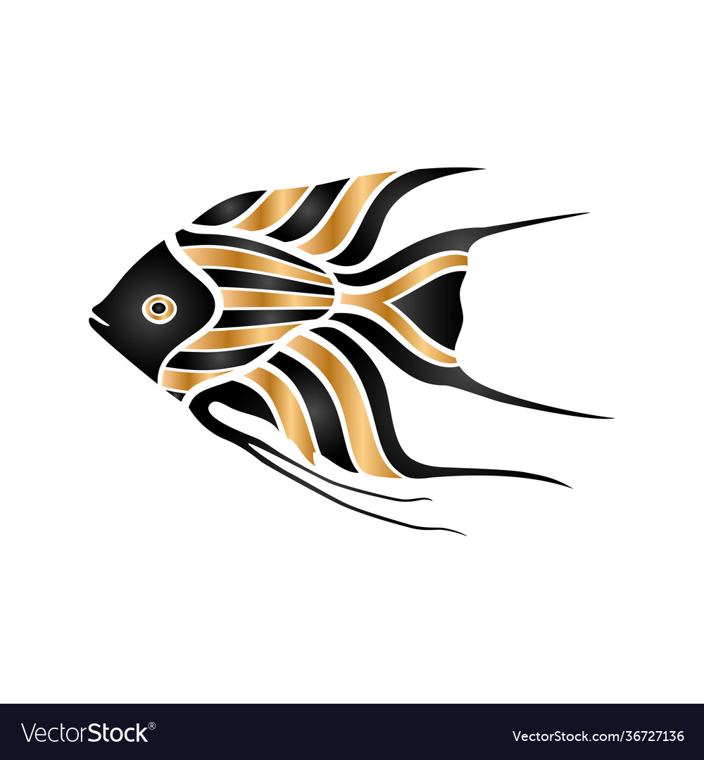 Black and gold fish silhouette