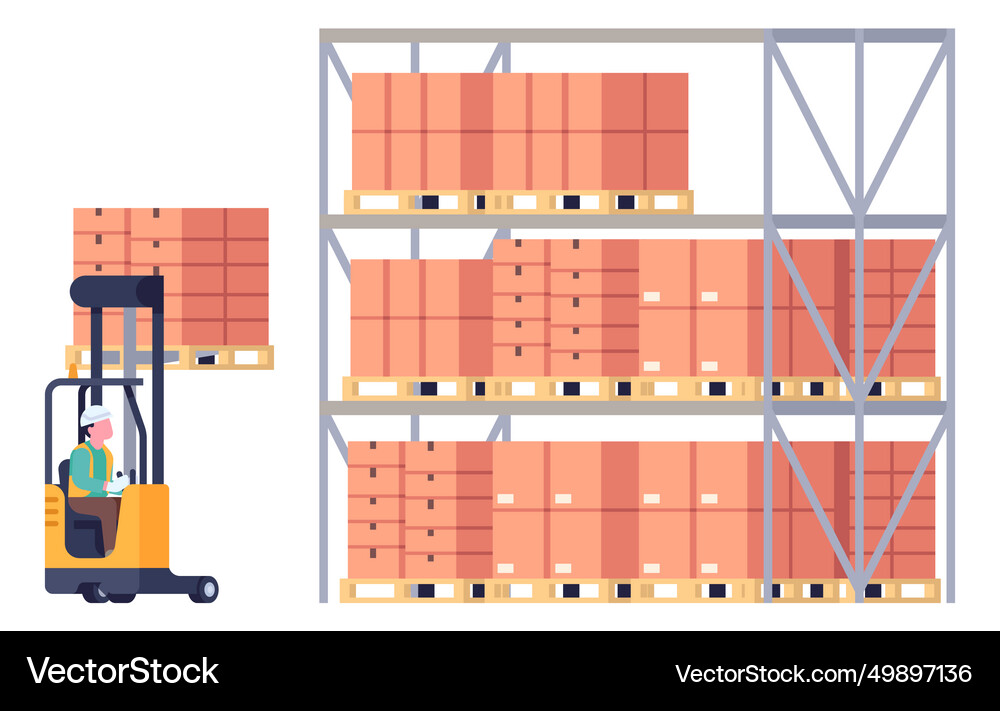 Cargo logistics forklift loading containers Vector Image