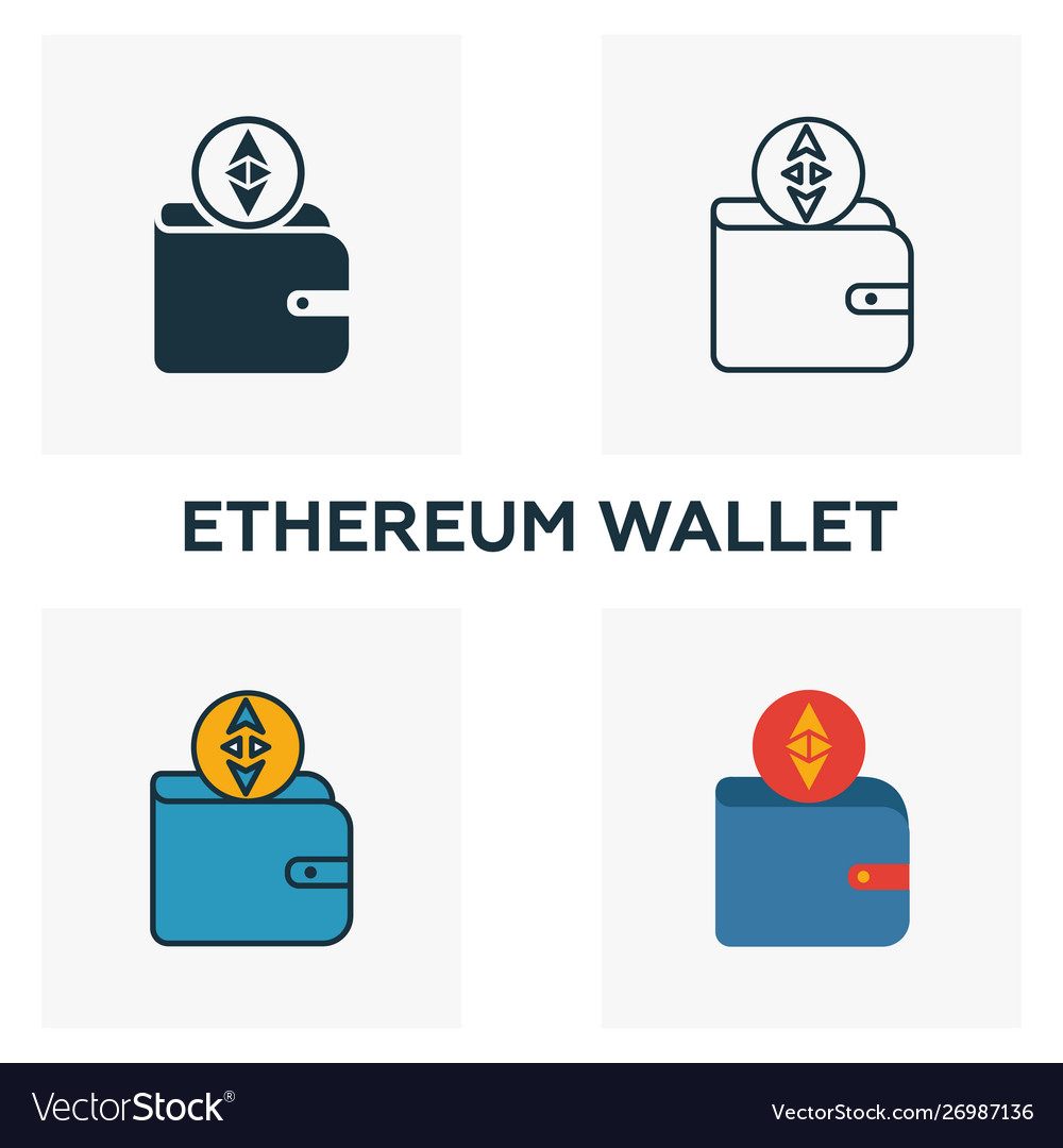 Ethereum wallet icon set four elements vector image Ethereum wallet icon set four elements