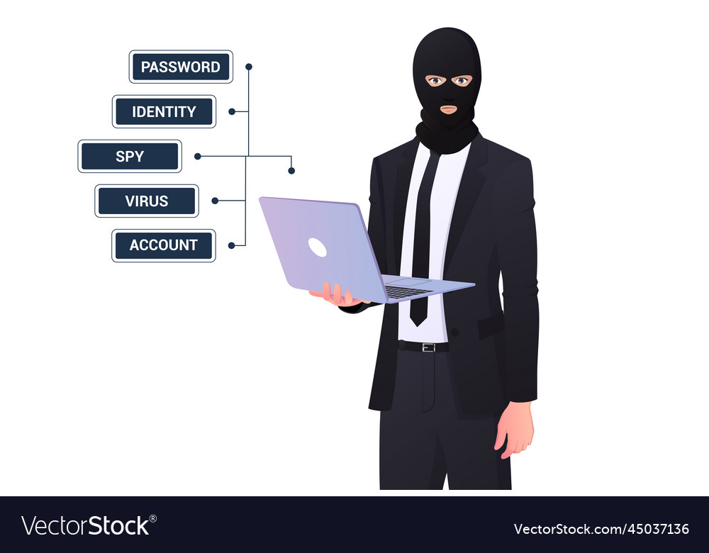 Hacker concept with man hiding vector image Hacker concept with man hiding