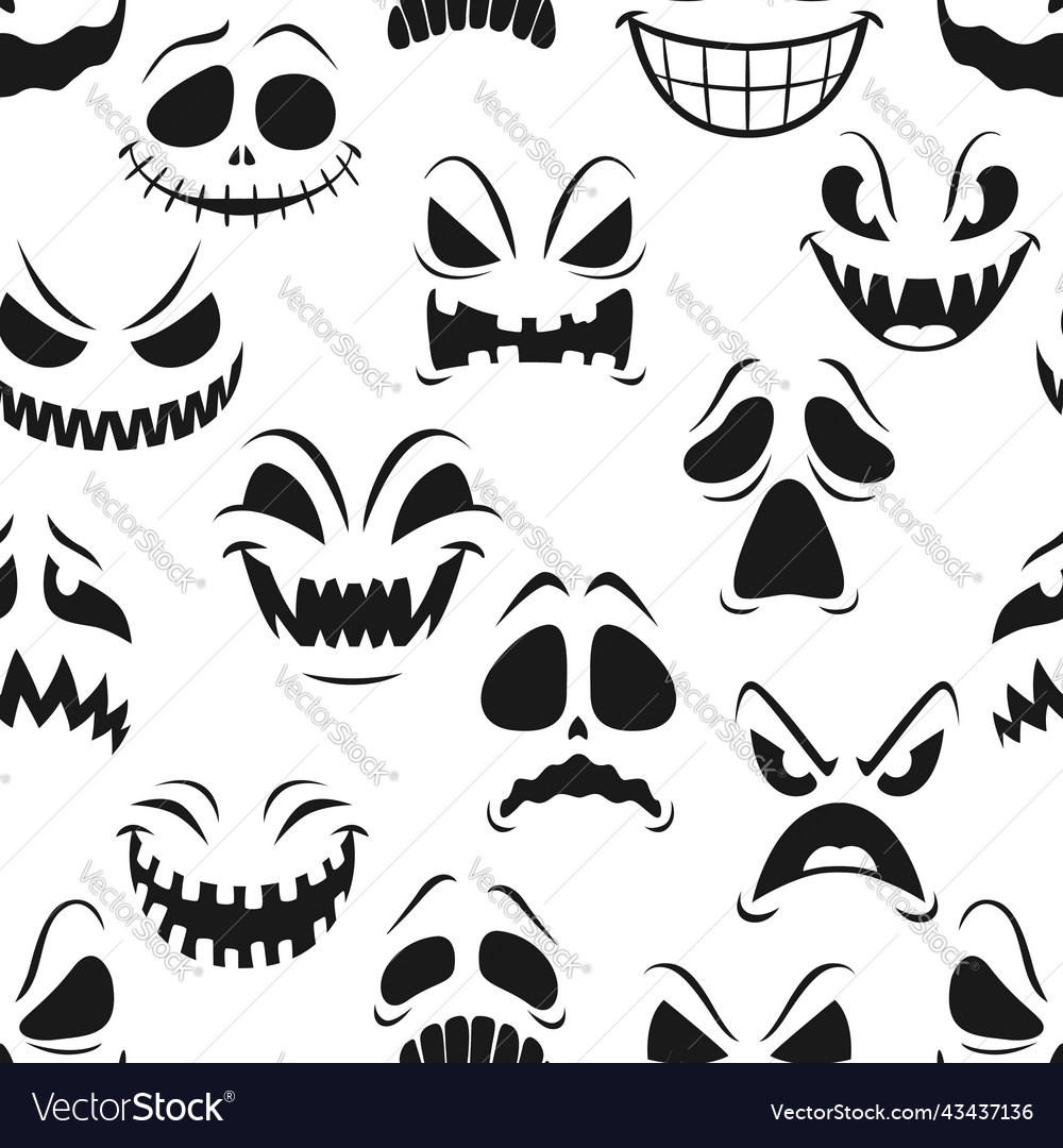 Halloween pumpkin faces seamless pattern Vector Image