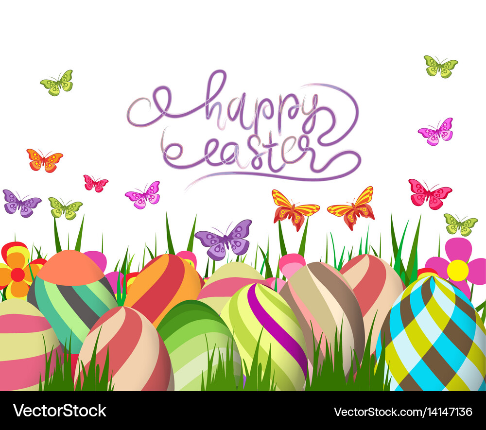 Handwriting inscription happy easter template Vector Image