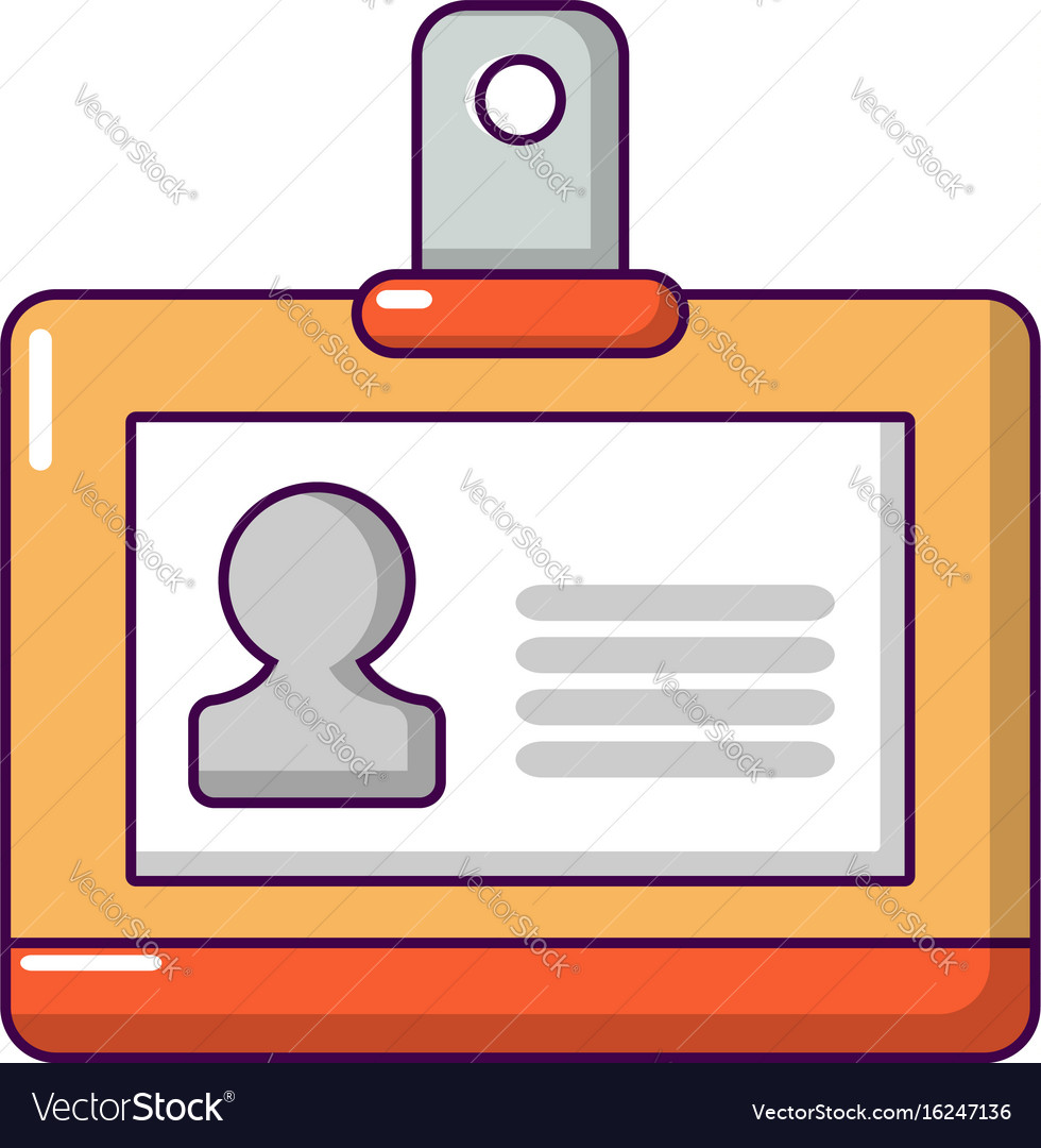 Identification badge icon cartoon style