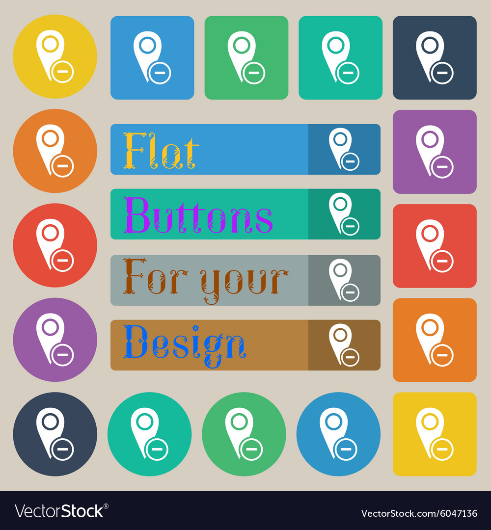 Map pointer icon sign set of twenty colored flat