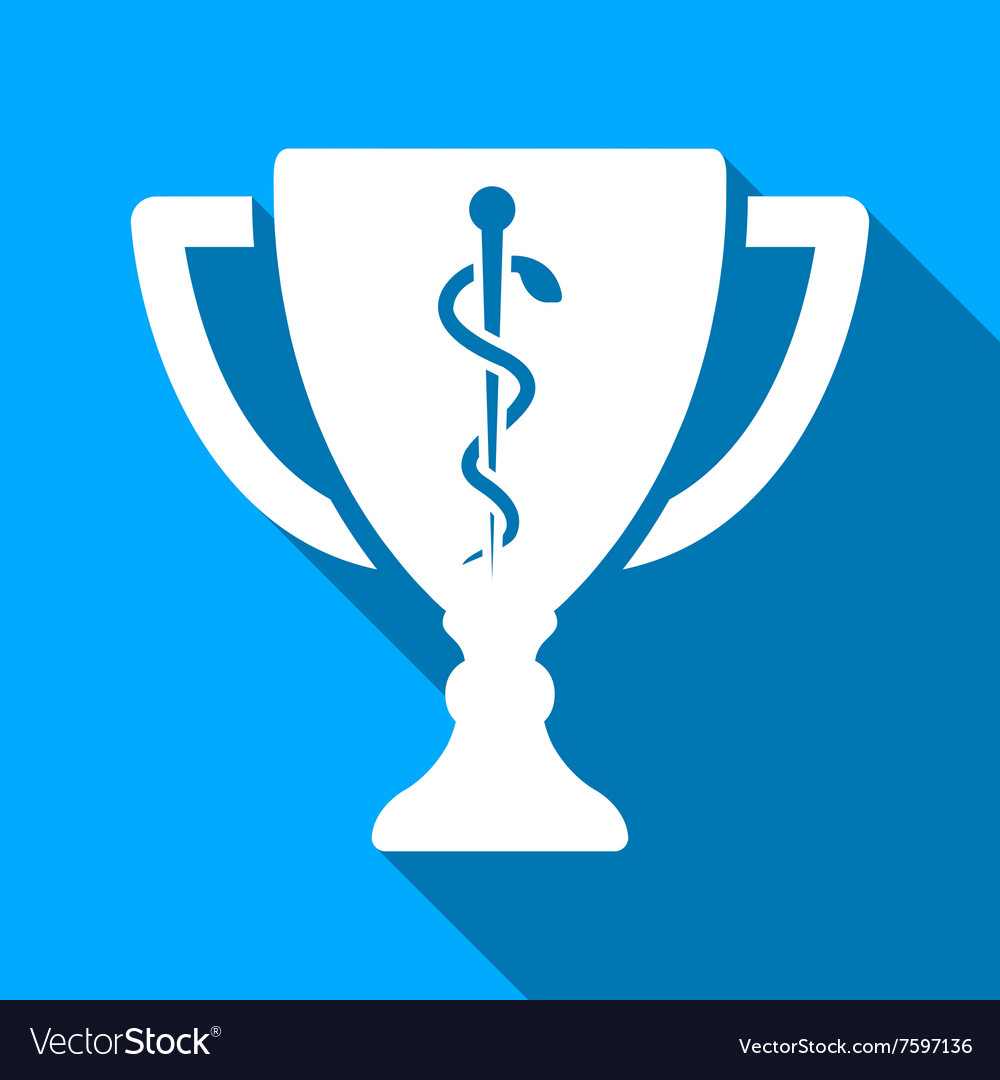 Medical cup flat long shadow square icon