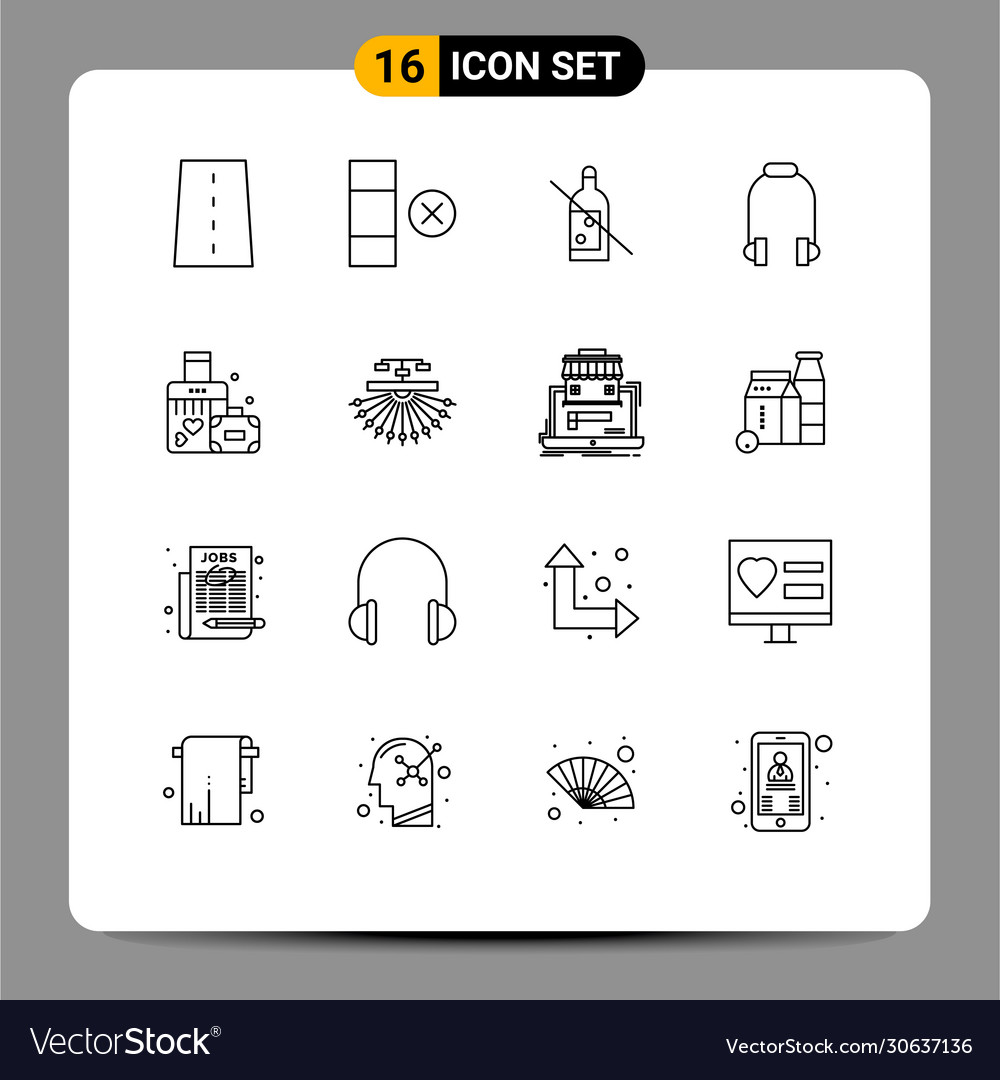 Modern set 16 outlines and symbols