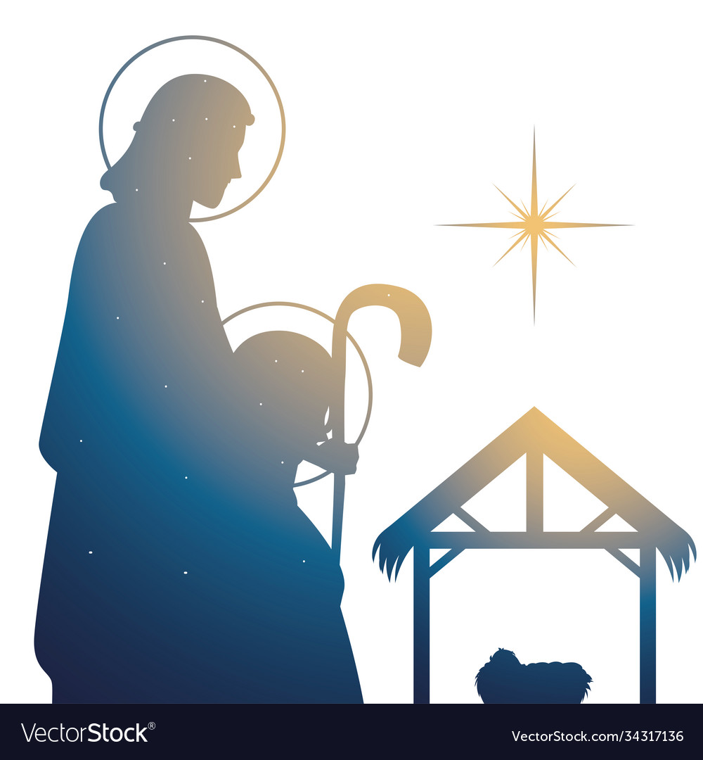 Nativity gradient silhouette mary and joseph