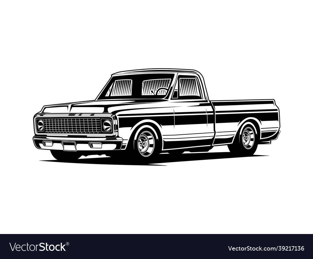 Pickup truck silhouette truck black Royalty Free Vector