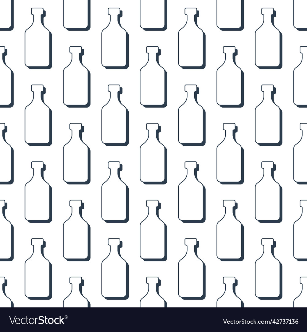 Rum bottles seamless pattern line art style