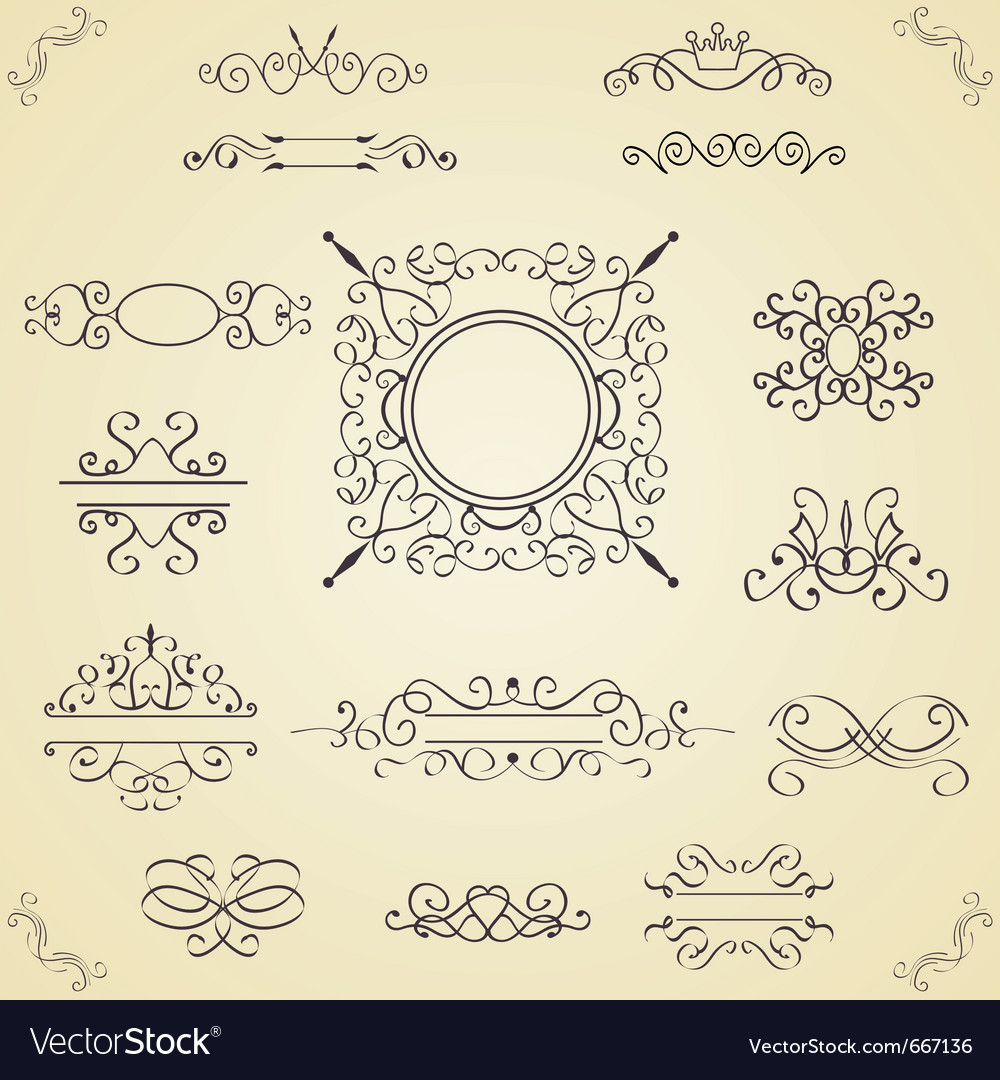 Set of calligraphic design elements