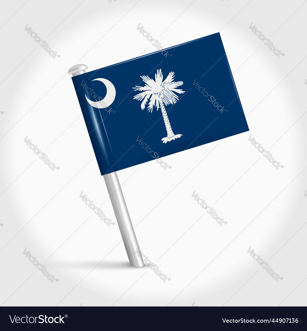 South carolina map pin flag 3d realistic