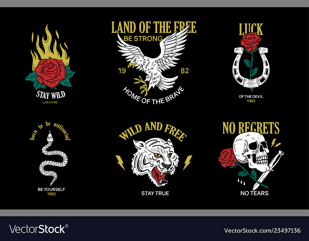Vintage set print with old school
