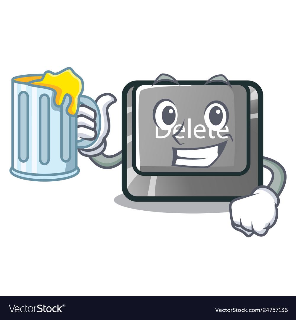 With juice delete button in shape mascot vector image With juice delete button in shape mascot