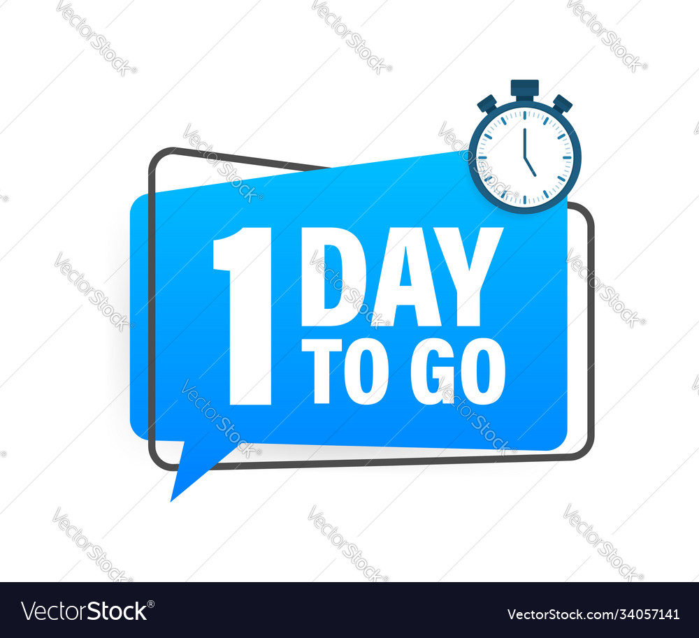 1 day to go countdown timer clock icon time