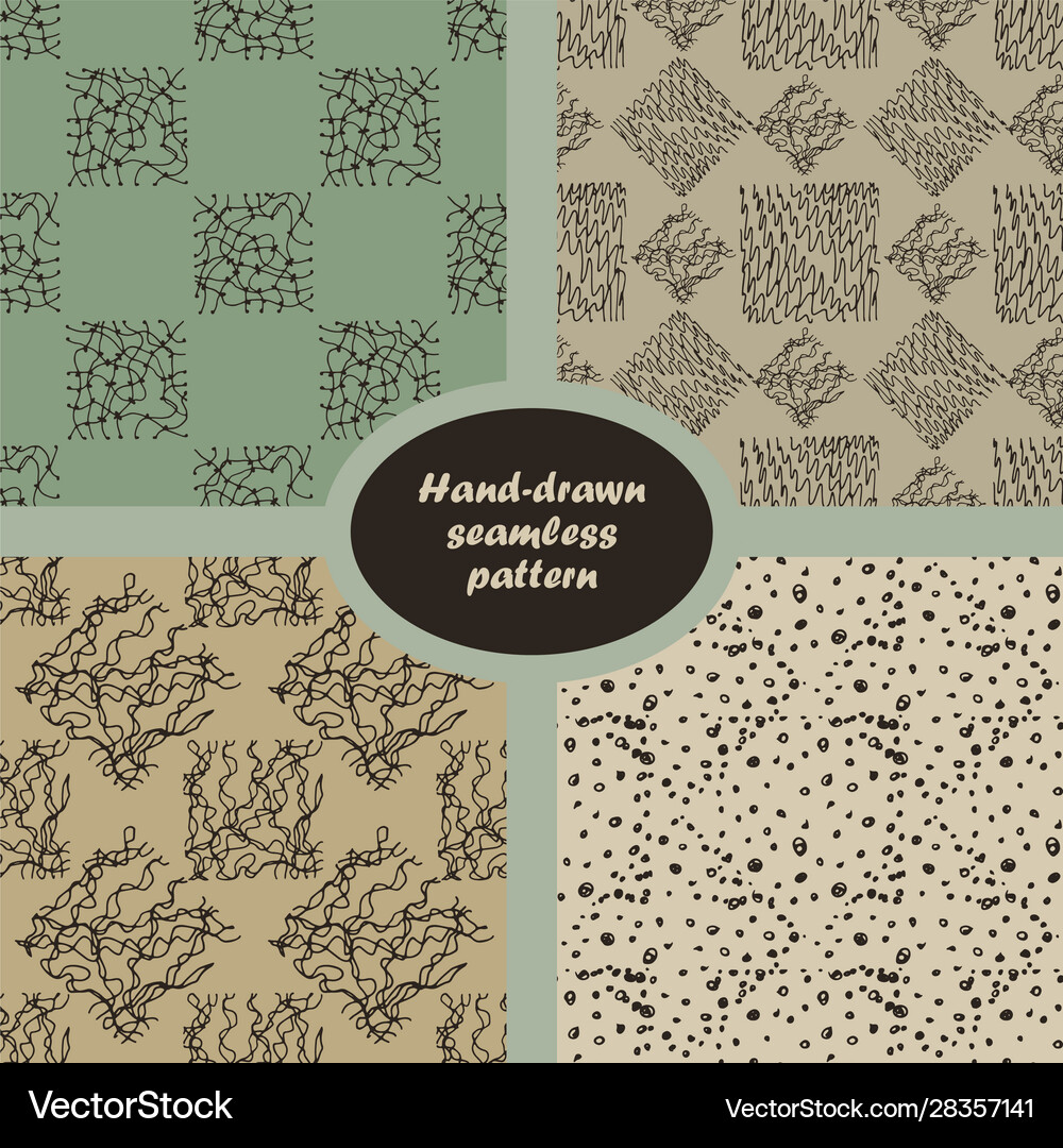 A hand-drawn abstract seamless pattern curved Vector Image
