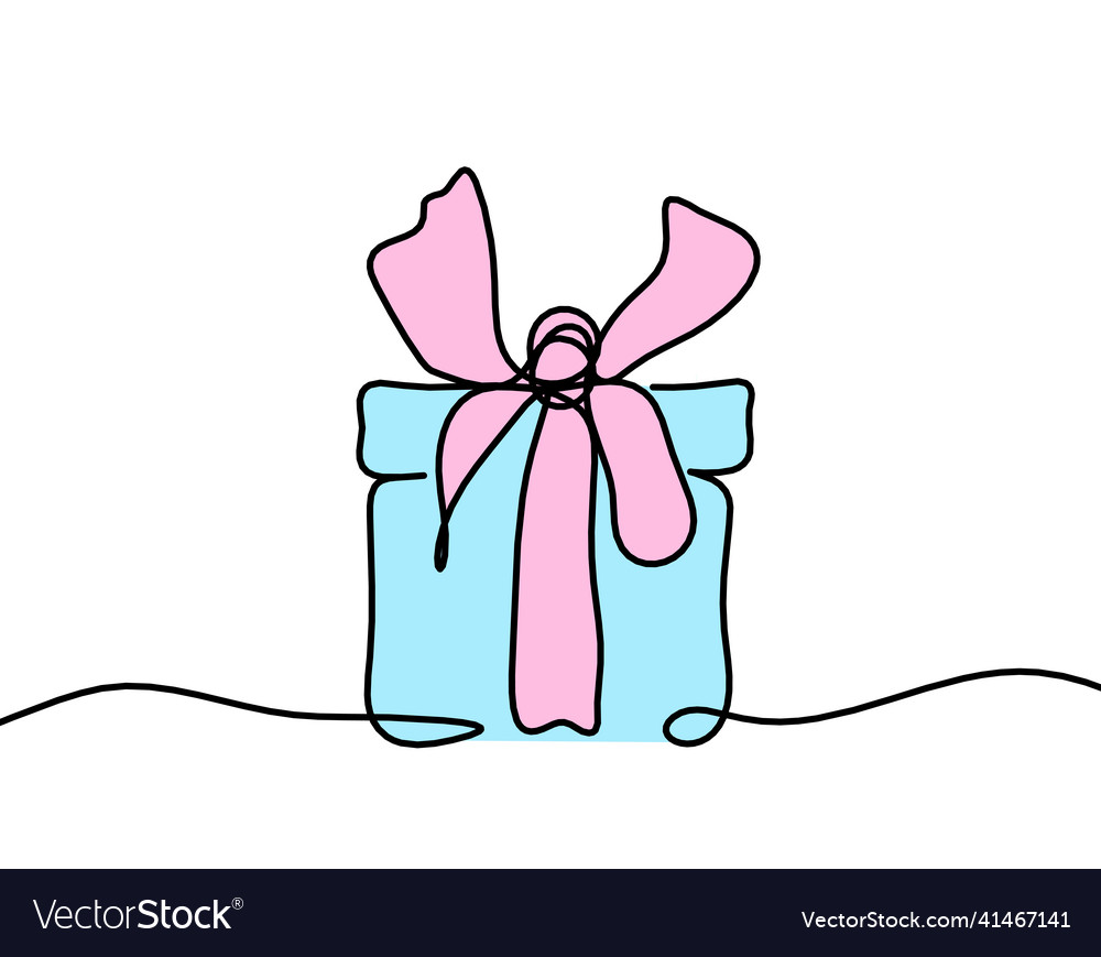 Abstract color present box as continuous line Vector Image Abstract color present box as continuous line