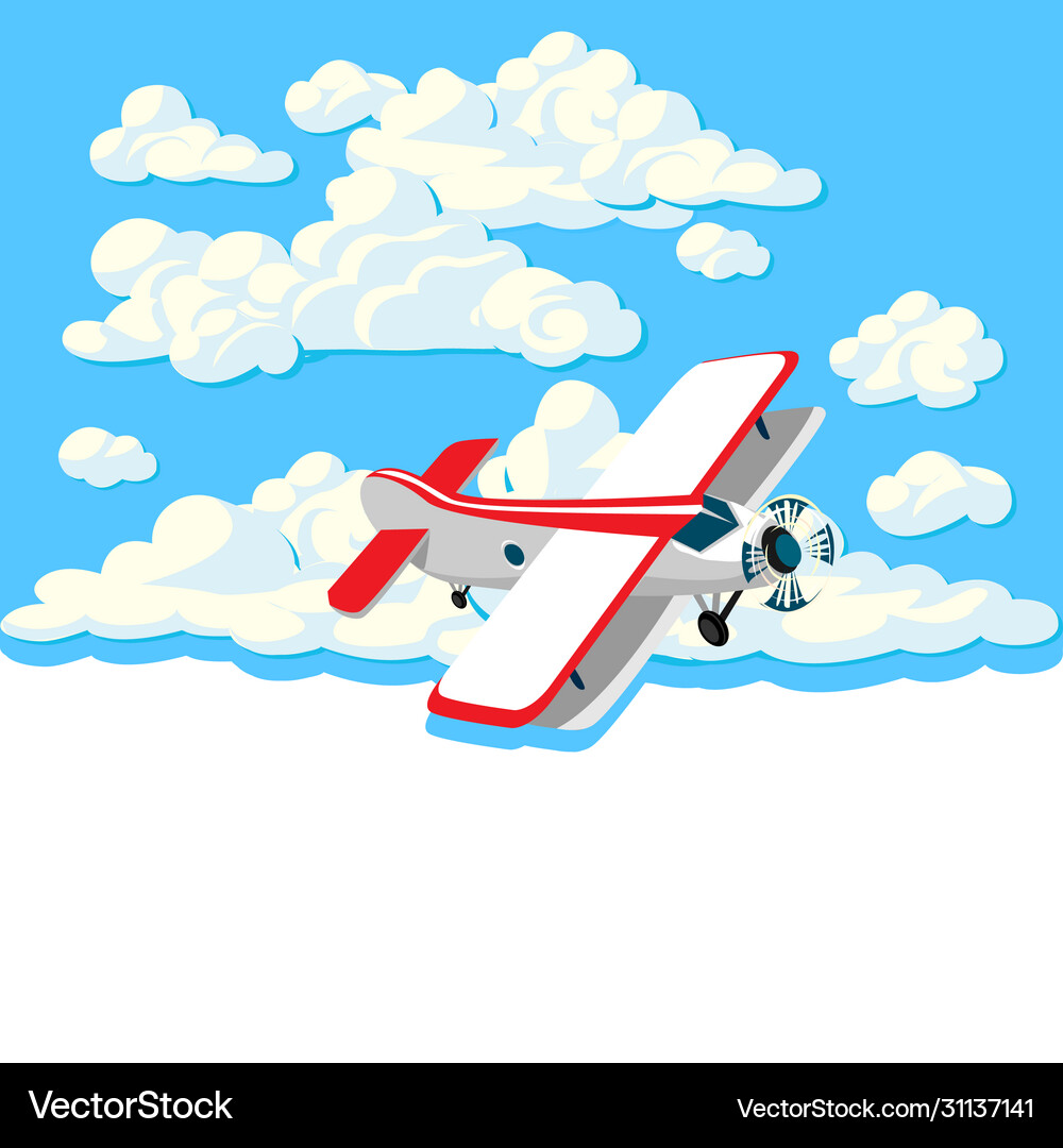 Airplane in clouds Royalty Free Vector Image - VectorStock