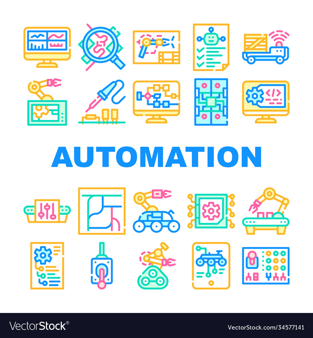 Automation engineer collection icons set vector image Automation engineer collection icons set