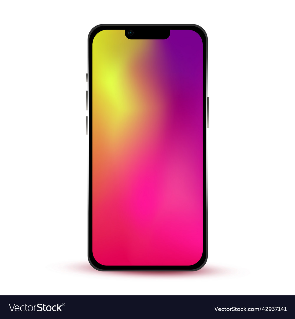 Black smartphone with colorful display isolated