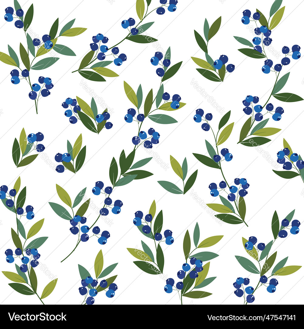 Blueberry seamless graphic pattern Royalty Free Vector Image