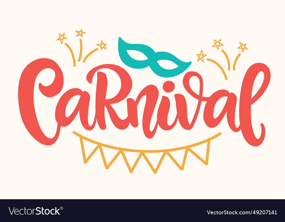 Carnival hand lettering banner festive typography Vector Image