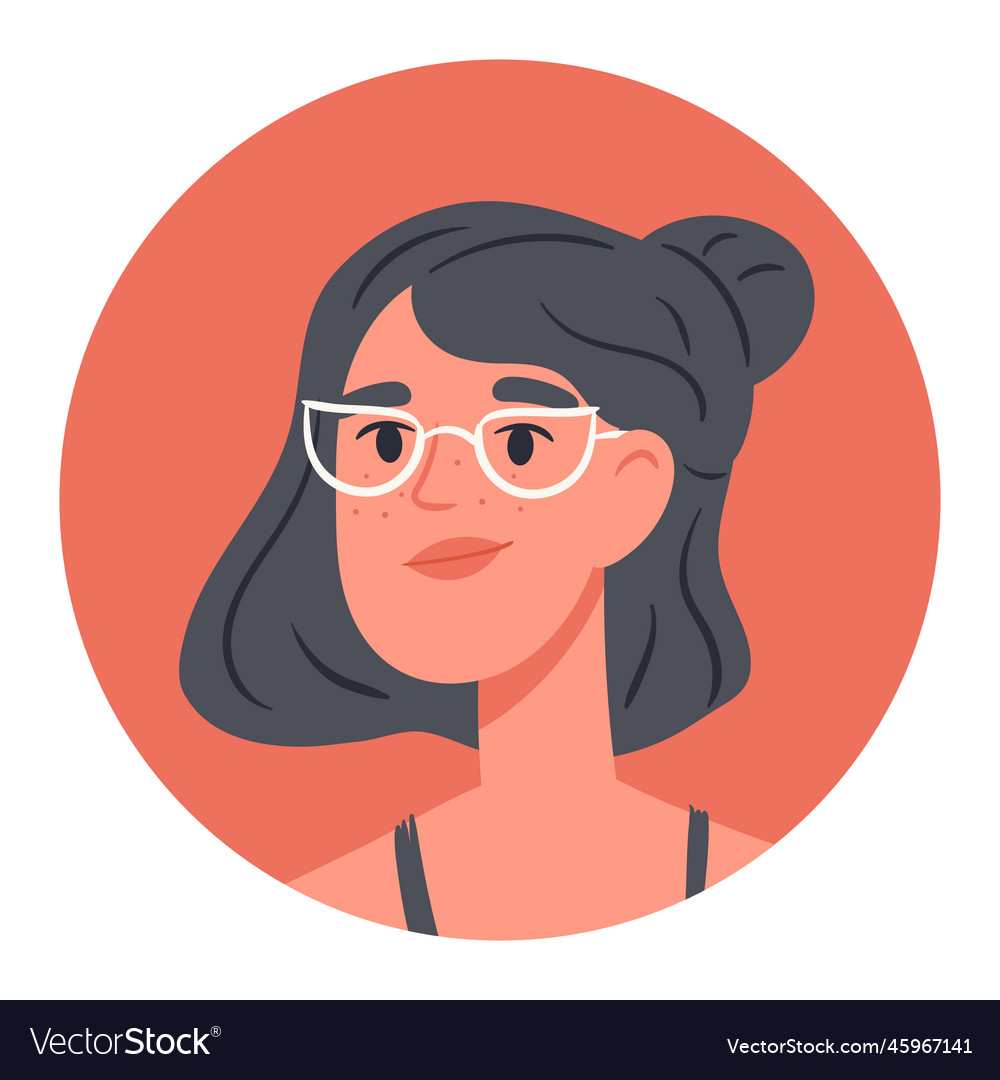 Cartoon female portrait beautiful woman avatar Vector Image