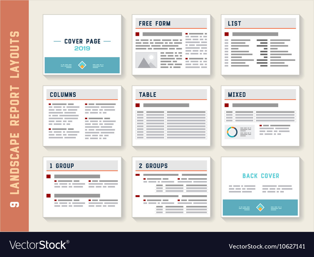 Document report layout templates mockup set Vector Image Pertaining To Report Specification Template