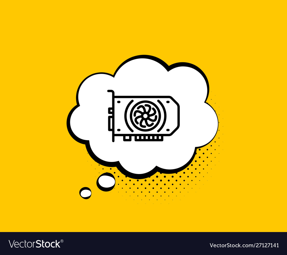 Gpu graphic card line icon computer component