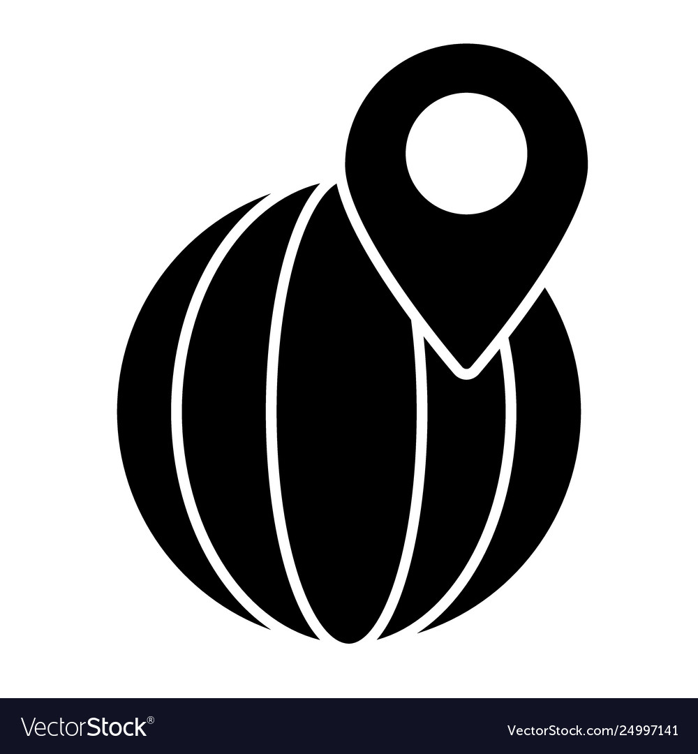 Location pointer on globe solid icon pin vector image Location pointer on globe solid icon pin