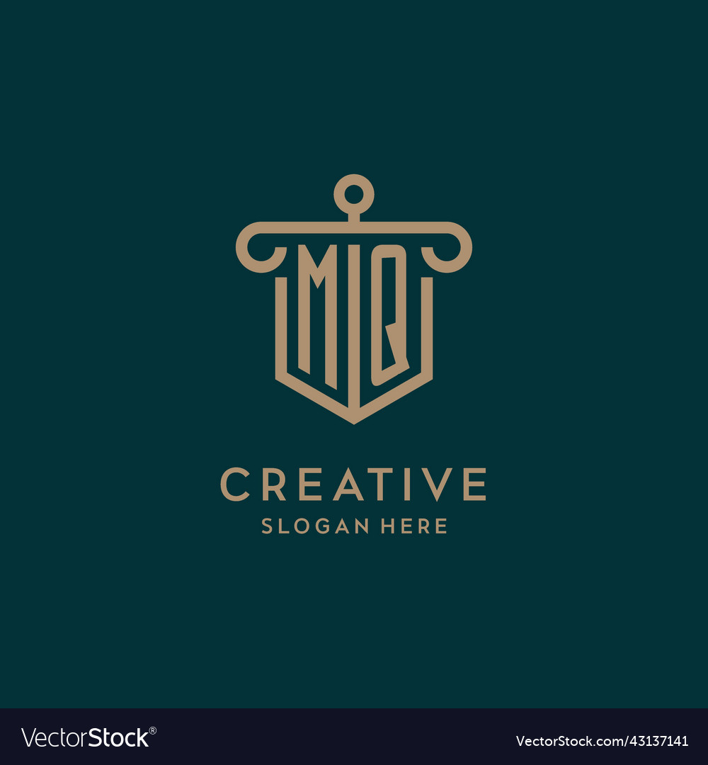 Mq monogram initial logo design with shield