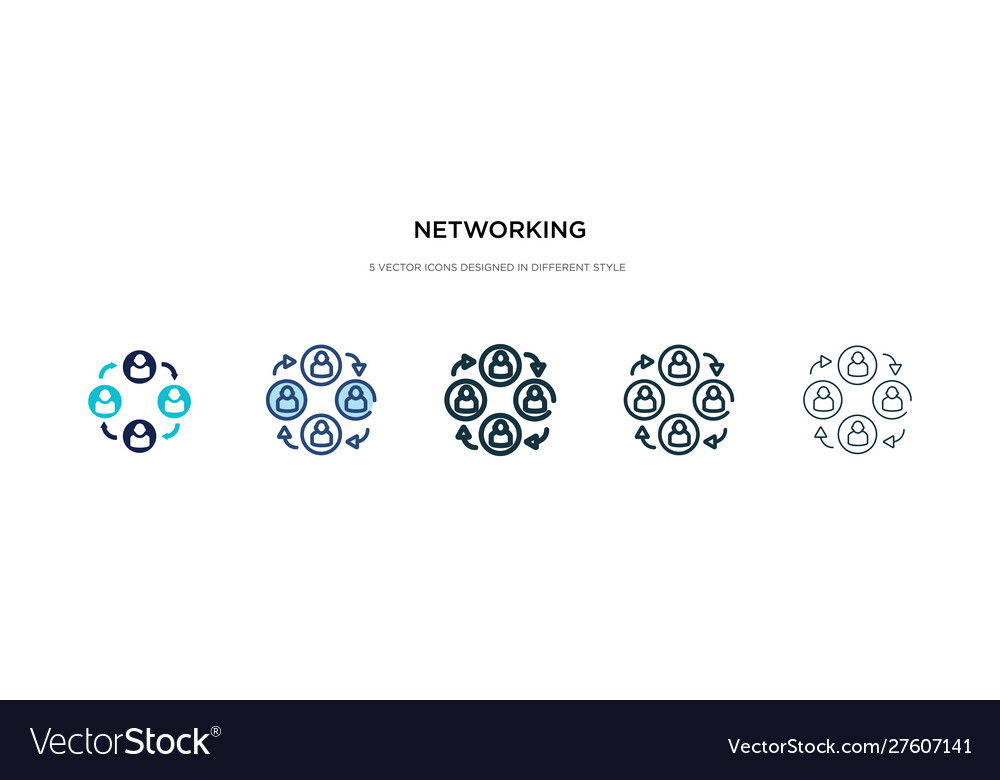 Networking icon in different style two colored