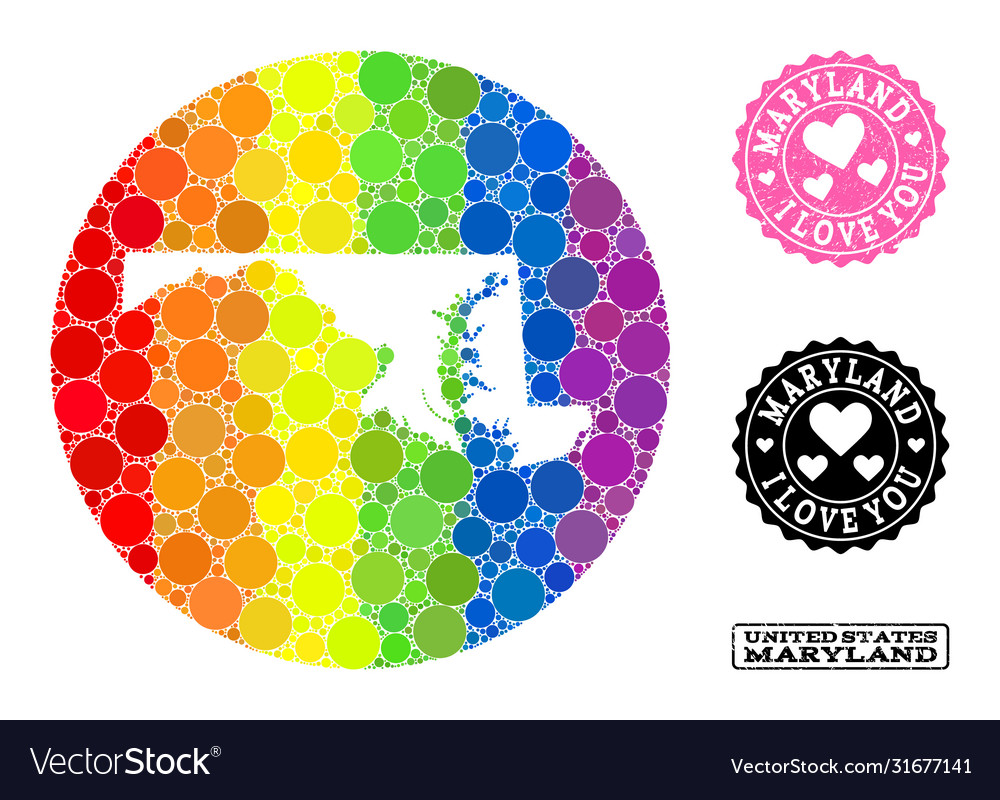 Rainbow mosaic stencil circle map maryland