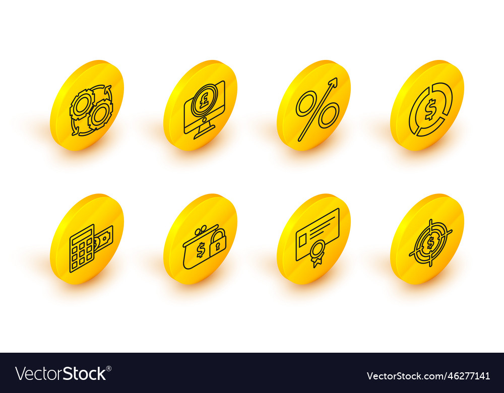 Set line target with dollar symbol closed wallet vector image Set line target with dollar symbol closed wallet